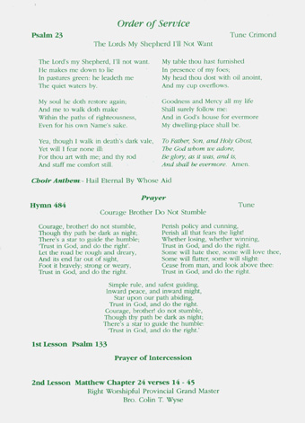 250th Thanksgiving Service Programme