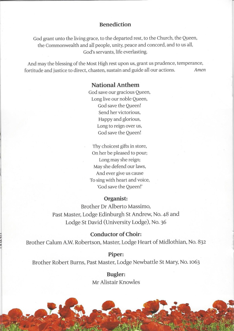 Grand Lodge Order of Service