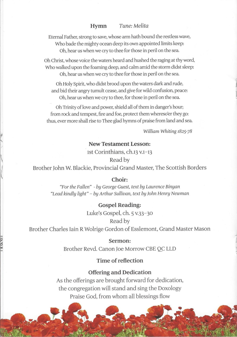 Grand Lodge Order of Service