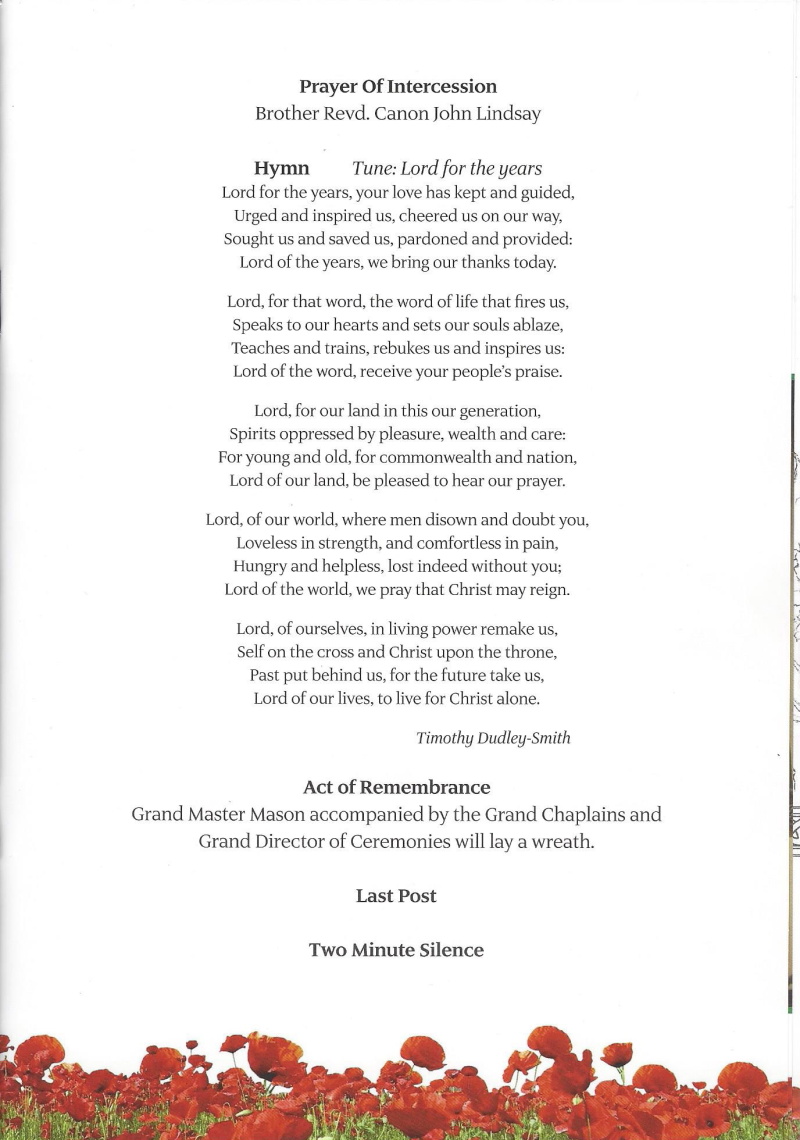 Grand Lodge Order of Service