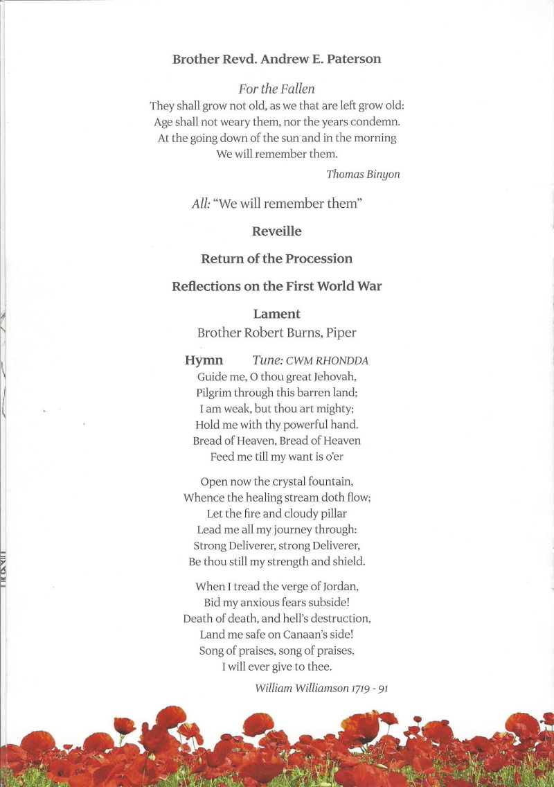 Grand Lodge Order of Service